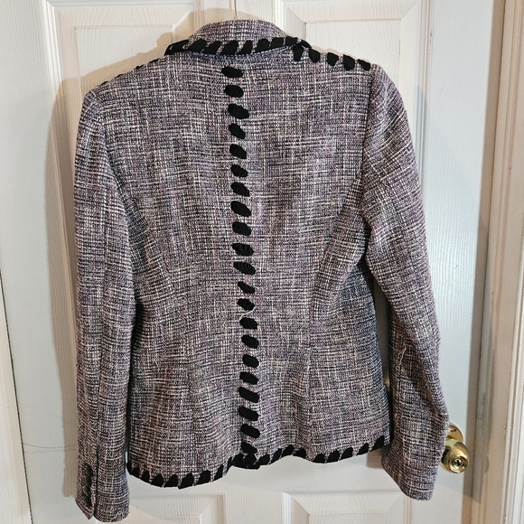 Veronica Beard Octavia Tweed Ribbon Edge Dickey Jacket Purple Black &Blazer Sz 4 - Picture 3 of 12